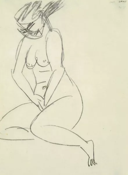 Ernst Ludwig Kirchner — Sitzender weiblicher Akt, die Hände im Schoß
