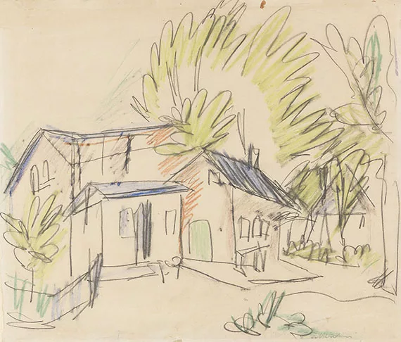 Ernst Ludwig Kirchner — Häusergruppe vor Bäumen