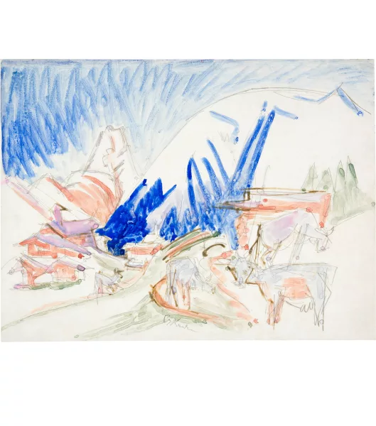Ernst Ludwig Kirchner — Die Stafelalp mit weidenden Kühen