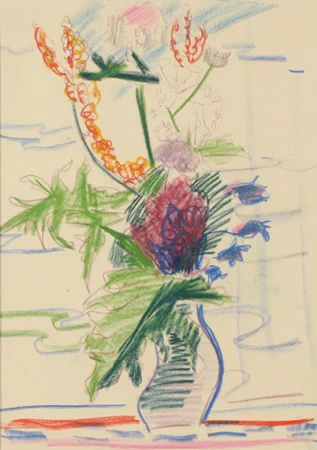 Feldblumenstrauss in Vase, Um 1928.