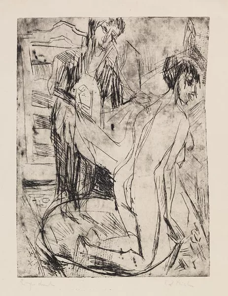 Ernst Ludwig Kirchner — Frau trocknet Badende ab