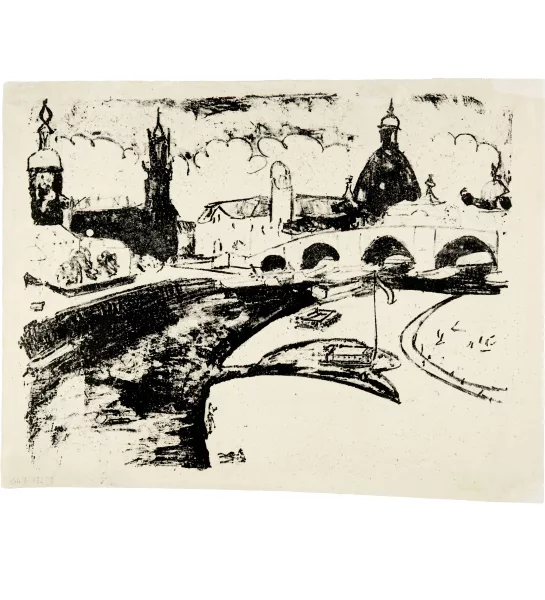 Ernst Ludwig Kirchner — Augustusbrücke, Hofkirche und Frauenkirche, Dresden