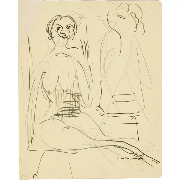 Ernst Ludwig Kirchner — 14 Blatt Zeichnungen, vermutlich aus Skizzenbuch Nr. 87: Davoser Landschaften, Café, Tanz