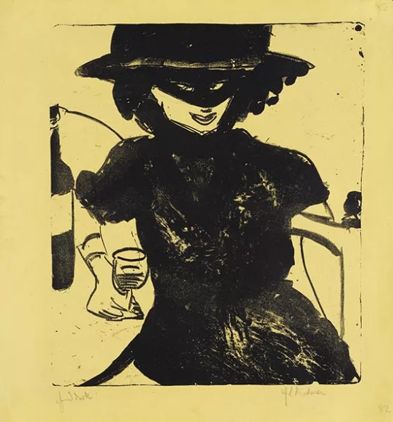 Ernst Ludwig Kirchner — Gerti mit Maske und Weinglas