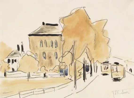Ernst Ludwig Kirchner — Stadtlandschaft mit zwei Straßenbahnen (Strassenbahn. Berlinerstrasse in Dresden)