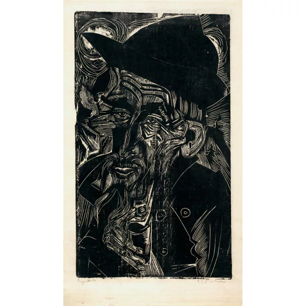 Ernst Ludwig Kirchner — Alter bärtiger Älpler in schwarzem Hut - Kaspar Cadiepolt