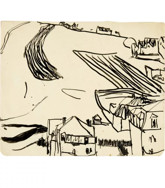 Ernst Ludwig Kirchner — Landschaft mit Häusern, wohl Davos