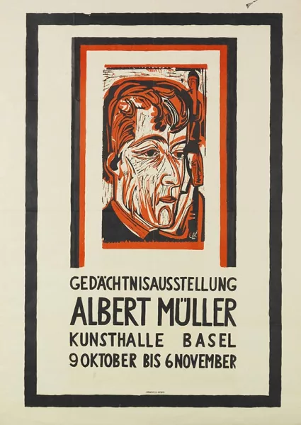 Ernst Ludwig Kirchner — Kopf Albert Müller (Plakat zur Gedächtnisausstellung Albert Müller)