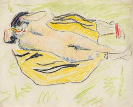 Paar auf gelbem Tuch, um 1909