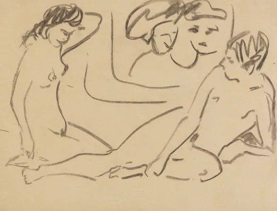 Ernst Ludwig Kirchner — Nacktes Paar im Spiegelbild (links im Bild: Dodo)