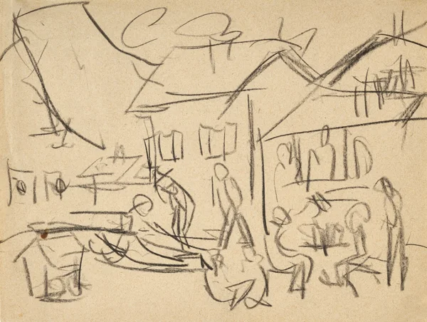 Ernst Ludwig Kirchner — Bauern auf dem Dorfplatz (Bauernsonntag), um 1923/24