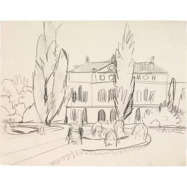 Ernst Ludwig Kirchner — Ein Boskett in Dresden, mit Blick auf ein Palais — Galerie Kornfeld