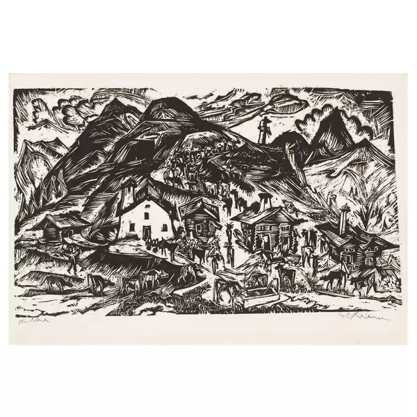 Ernst Ludwig Kirchner — Stafelalp, Gesamtansicht - Alpaufzug — Galerie Kornfeld
