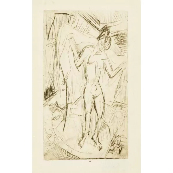 Ernst Ludwig Kirchner — Badende mit Katze — Galerie Kornfeld