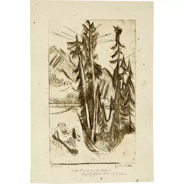 Ernst Ludwig Kirchner — Berglandschaft mit Liebespaar — Galerie Kornfeld