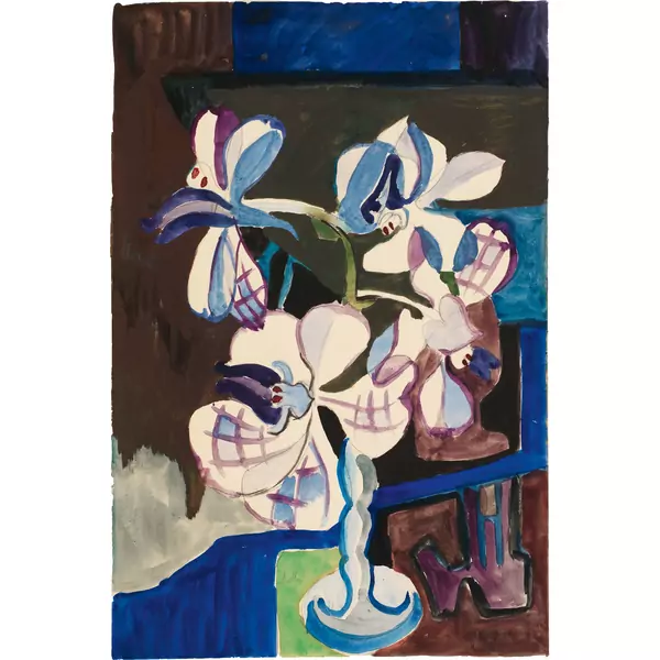 Ernst Ludwig Kirchner — Weisse Cyklamen in schmaler Vase — Galerie Kornfeld