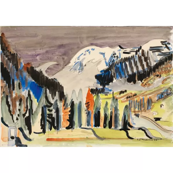Ernst Ludwig Kirchner — Blick vom Wildbodenhaus auf Frauenkirch und den Altein — Galerie Kornfeld