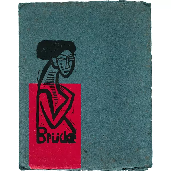 Ernst Ludwig Kirchner — Künstlergruppe Brücke - Katalog 1912 Katalog der Wanderausstellung "Brücke". Publiziert zur Ausstellung der Künstlergruppe "Brücke" im Kunstsalon Fritz Gurlitt, Berlin W., Potsdamerstr. 113, Villa 2, vom 2.-24.4.1912. Gedruckt von "Rich. Gärtnersche Buchdruckerei / Heinrich Niescher, Dresden" — Galerie Kornfeld