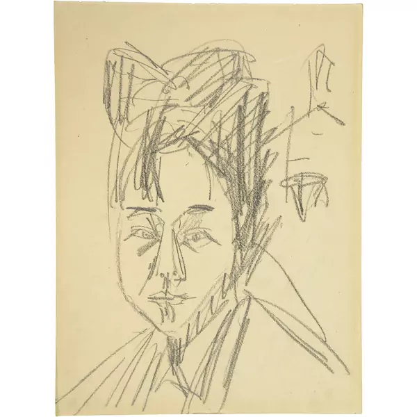 Ernst Ludwig Kirchner — Frauenkopf - Verso: rauchende Frau — Galerie Kornfeld