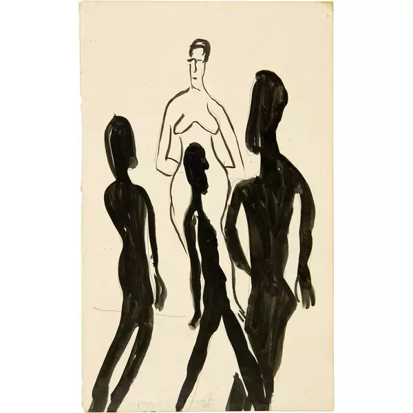 Ernst Ludwig Kirchner — Vier Figuren Blatt aus Skizzenbuch Nr. 146 — Galerie Kornfeld