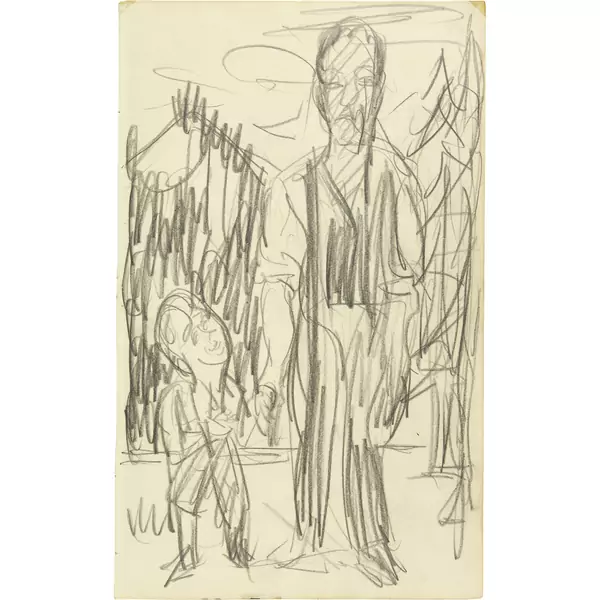 Ernst Ludwig Kirchner — 38 Blatt Zeichnungen: Akt, Davoser Landschaften, Bauern, Personen, Reiter, Selbstbildnis, usw. Blätter aus Skizzenbuch Nr. 146 — Galerie Kornfeld