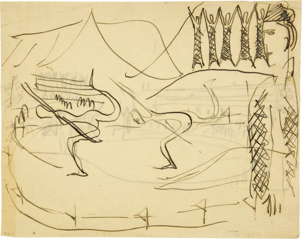Ernst Ludwig Kirchner — Eisläufer auf dem Davoser See - Verso: Eisläufer — Galerie Kornfeld