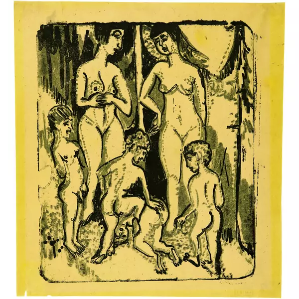 Ernst Ludwig Kirchner — Spielende nackte Kinder - Zwei Frauen und vier Kinder — Galerie Kornfeld