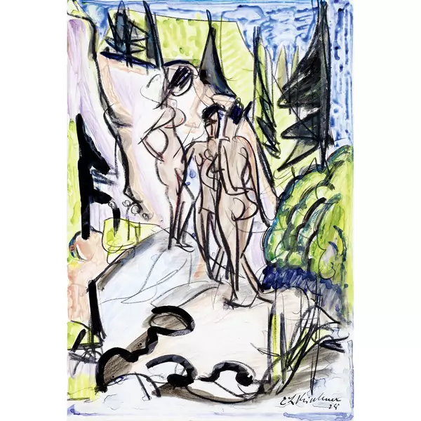 Ernst Ludwig Kirchner — Drei Frauen im Wald — Galerie Kornfeld