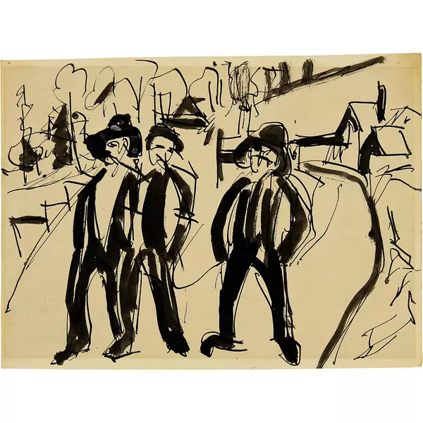 Ernst Ludwig Kirchner — Drei Bauern — Galerie Kornfeld