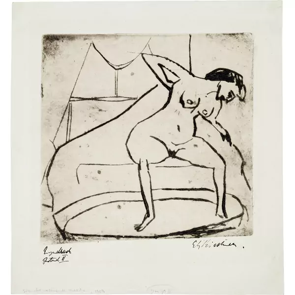 Ernst Ludwig Kirchner — Sich abtrocknendes Mädchen mit Beinen im Tub — Galerie Kornfeld
