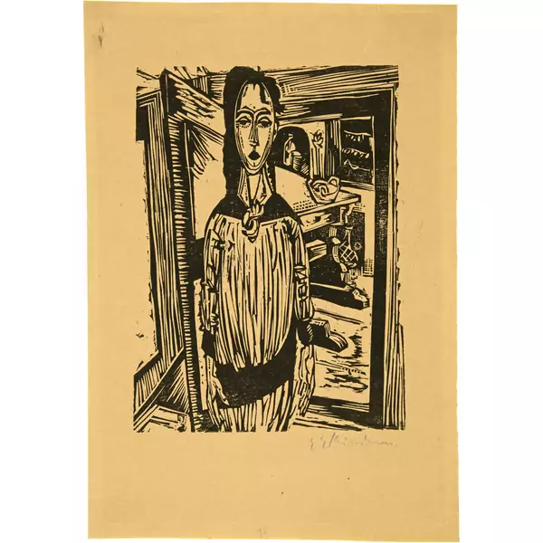 Ernst Ludwig Kirchner — Schlankes Mädchen vor offener Zimmertür — Galerie Kornfeld