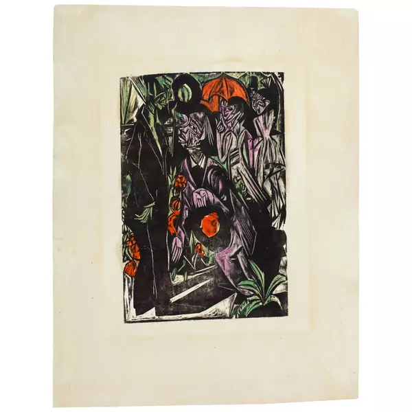 Ernst Ludwig Kirchner — Der Verkauf des Schattens Blatt 1 der Folge "Peter Schlemihls wundersame Geschichte" von Adelbert von Chamisso — Galerie Kornfeld