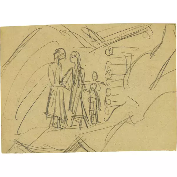 Ernst Ludwig Kirchner — Zwei Frauen und zwei Kinder auf der Stafelalp — Galerie Kornfeld
