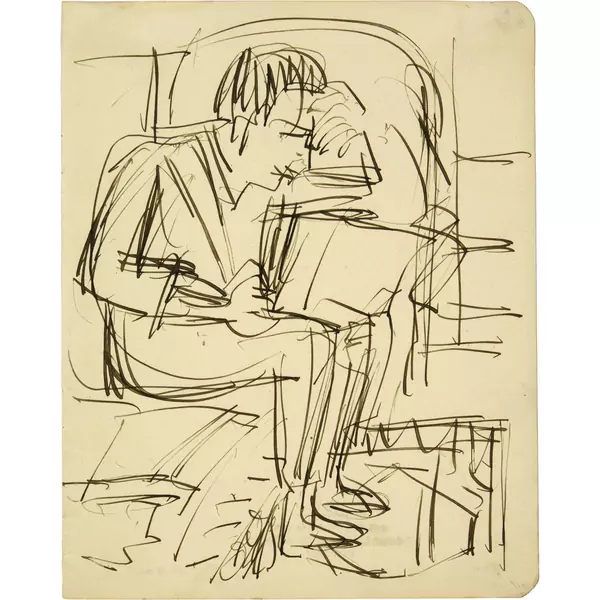 Ernst Ludwig Kirchner — Sitzender Mann, lesend — Galerie Kornfeld