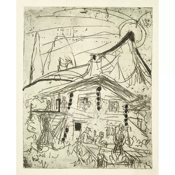 Ernst Ludwig Kirchner — Alphütte in untergehender Sonne — Galerie Kornfeld