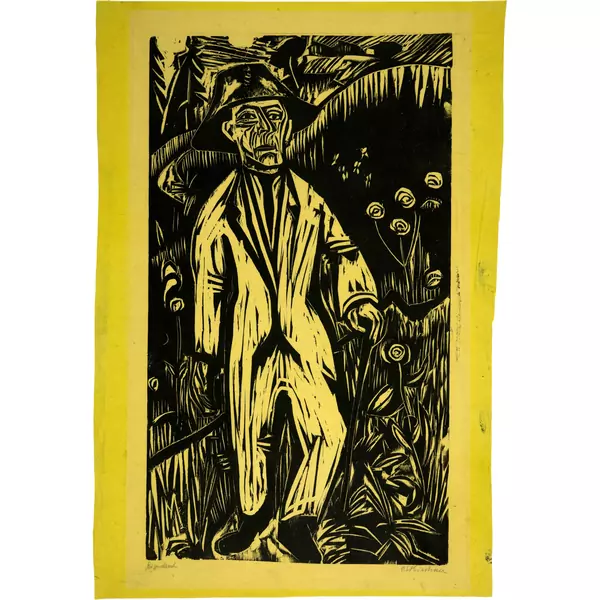 Ernst Ludwig Kirchner — Gehender Mann in der Wiese — Galerie Kornfeld