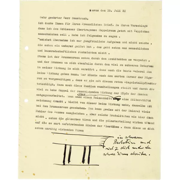 Ernst Ludwig Kirchner — Kopie eines typographischen Briefes an Ernst Gosebruch, Direktor des Kunstmuseums Essen von 1922 bis 1933 — Galerie Kornfeld