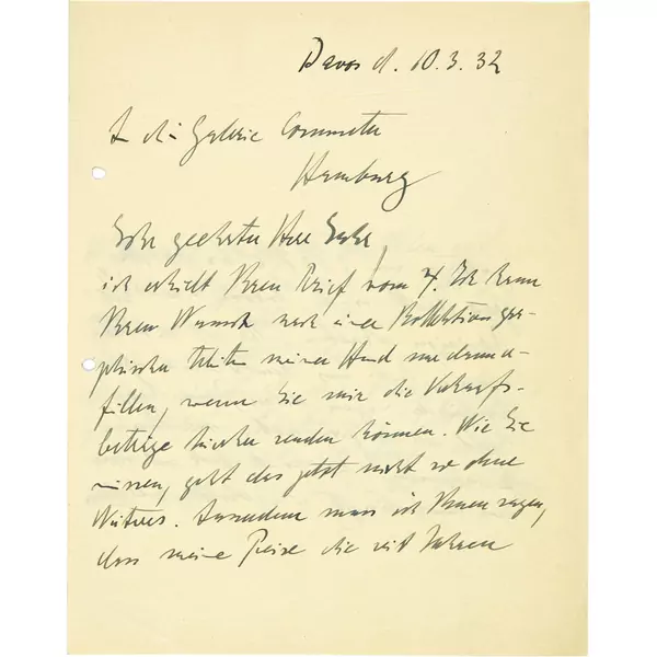 Ernst Ludwig Kirchner — Handschriftlicher Brief an Wilhelm Suhr, Inhaber der Galerie Commeter in Hamburg — Galerie Kornfeld