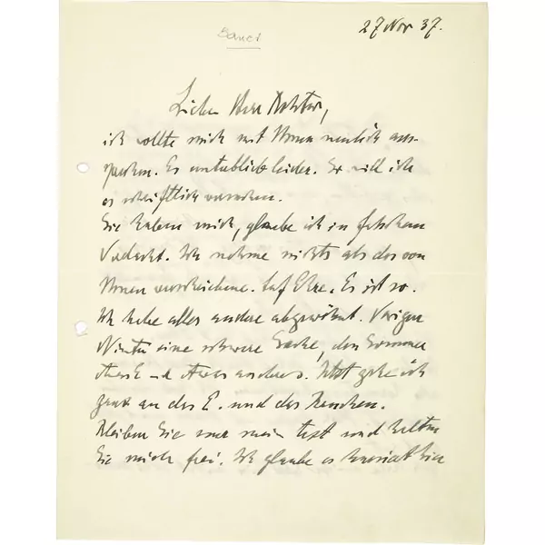 Ernst Ludwig Kirchner — Handschriftlicher Brief an Dr. Frédéric Bauer, Kirchners Arzt und Sammler in Davos — Galerie Kornfeld