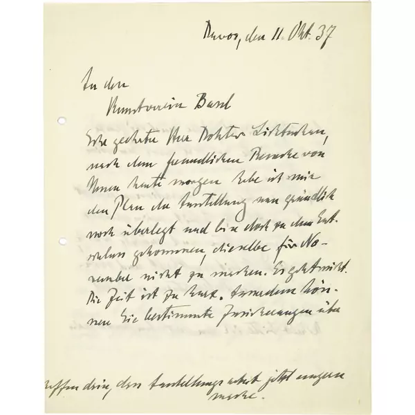 Ernst Ludwig Kirchner — Handschriftlicher Brief an Lukas Lichtenhan, Leiter der Kunsthalle Basel — Galerie Kornfeld
