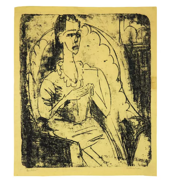 Ernst Ludwig Kirchner — Fanny im Lehnstuhl - Fanny Wocke — Galerie Kornfeld