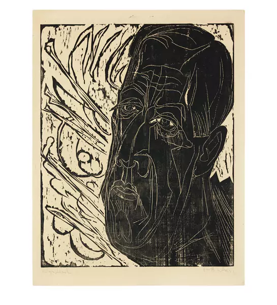 Ernst Ludwig Kirchner — Kopf Henry van de Velde, dunkel - Schwarzer van de Velde-Kopf — Galerie Kornfeld