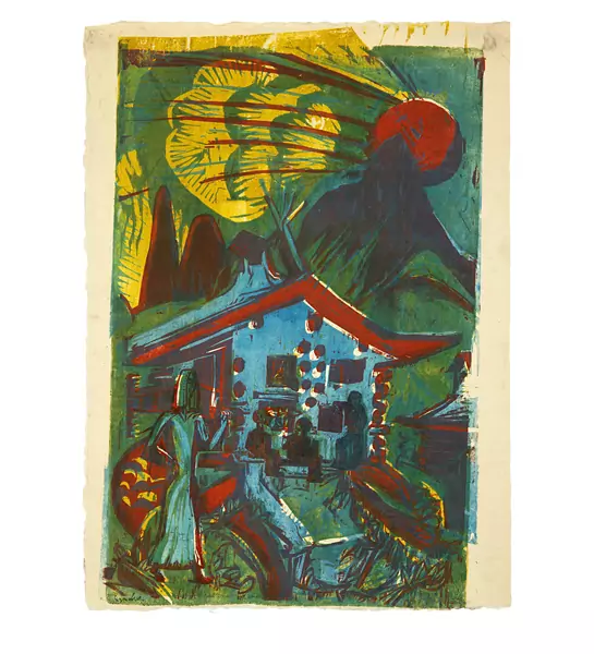 Ernst Ludwig Kirchner — Alphaus mit untergehender Sonne — Galerie Kornfeld