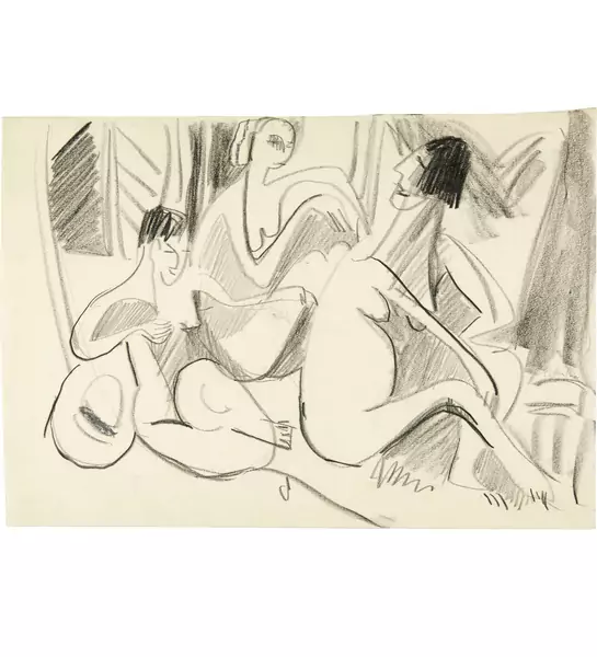 Ernst Ludwig Kirchner — Studie zu "Akte im Wald" — Galerie Kornfeld
