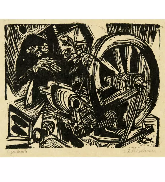 Ernst Ludwig Kirchner — Spinnende Bäuerin — Galerie Kornfeld