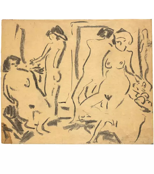 Ernst Ludwig Kirchner — Vier weibliche Akte im Atelier — Galerie Kornfeld
