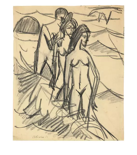 Ernst Ludwig Kirchner — Drei Badende in der Welle — Galerie Kornfeld