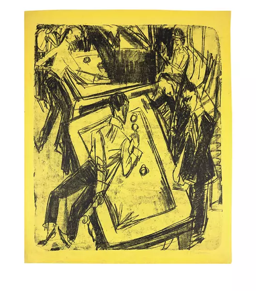 Ernst Ludwig Kirchner — Billardsaal mit Spieler von hinten — Galerie Kornfeld