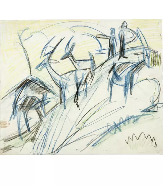 Ernst Ludwig Kirchner — Zwei Hirten mit Ziegen auf der Stafelalp — Galerie Kornfeld