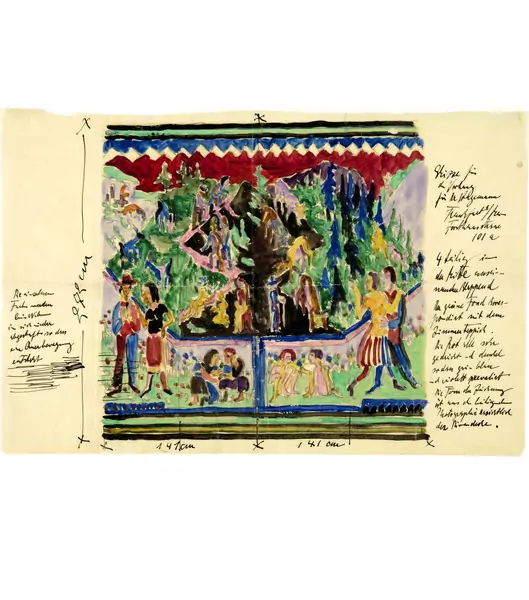 Ernst Ludwig Kirchner — Das Leben Entwurfsskizze für den Hagemann-Teppich — Galerie Kornfeld